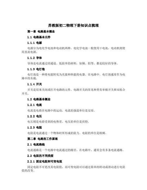 苏教版初二物理下册知识点梳理