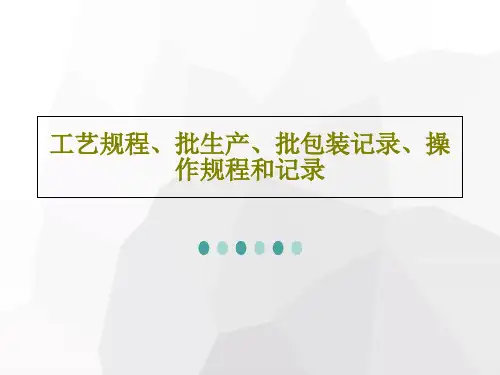 工艺规程、批生产、批包装记录、操作规程和记录65页PPT