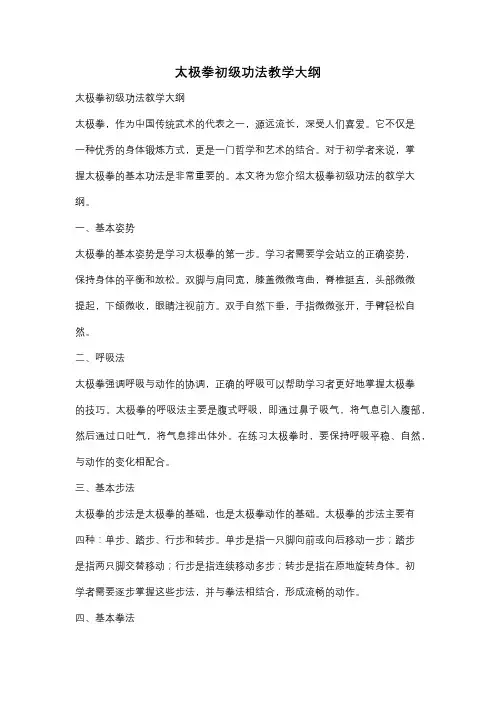 太极拳初级功法教学大纲