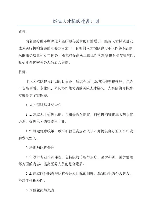 医院人才梯队建设计划
