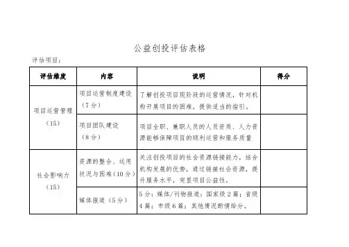 公益创投评估表格
