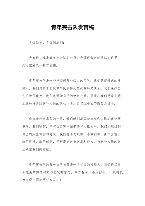 青年突击队发言稿