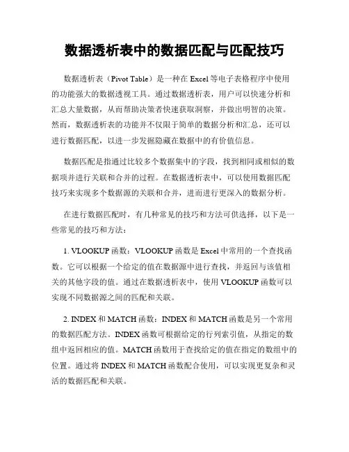 数据透析表中的数据匹配与匹配技巧