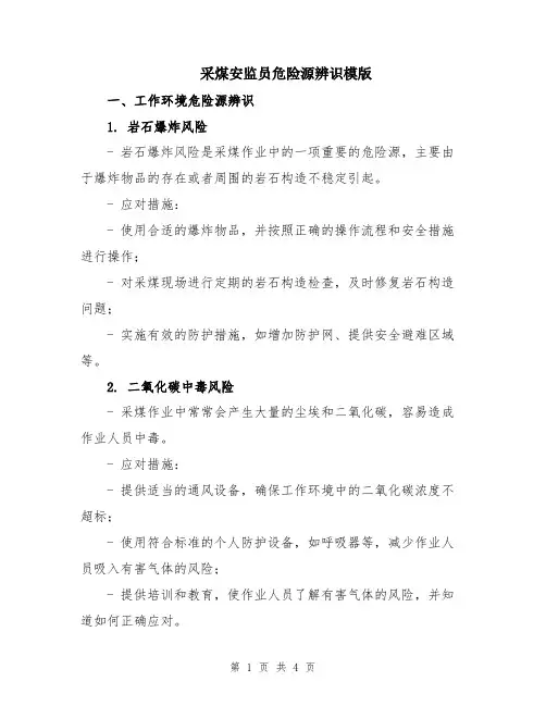 采煤安监员危险源辨识模版