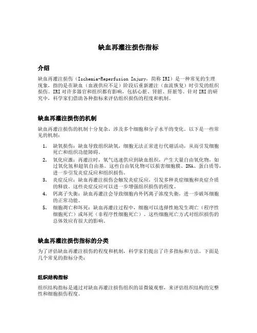 缺血再灌注损伤指标