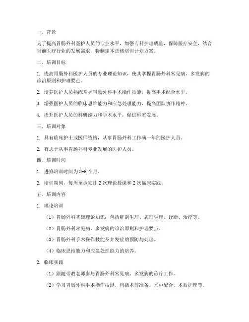 胃肠外科进修培训计划方案