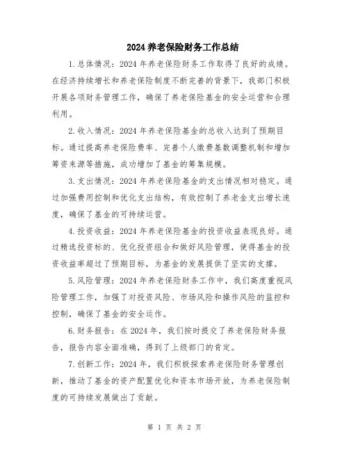 2024养老保险财务工作总结