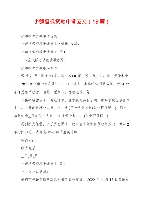 小额担保贷款申请范文(15篇)