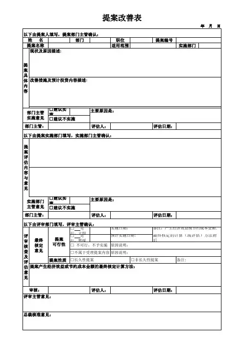 提案改善报告表