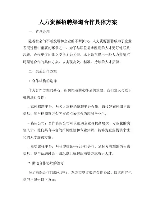 人力资源招聘渠道合作具体方案