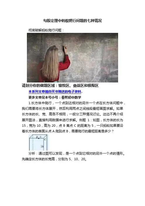 勾股定理中蚂蚁爬行问题的七种情况