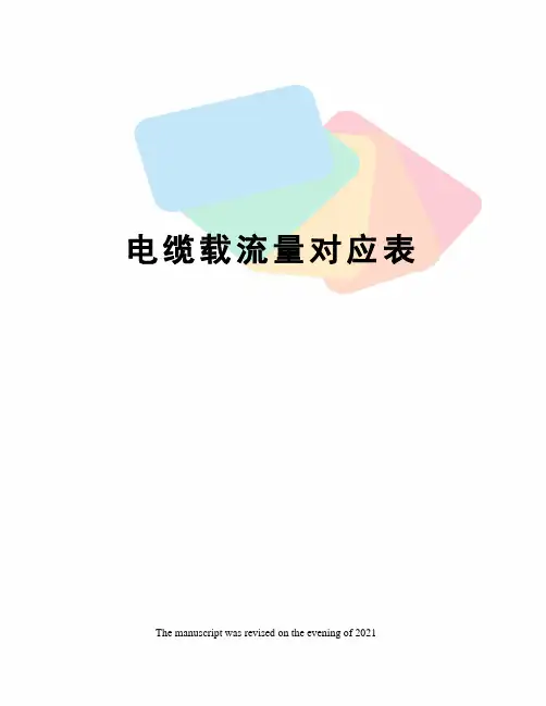 电缆载流量对应表