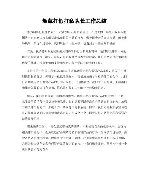 烟草打假打私队长工作总结