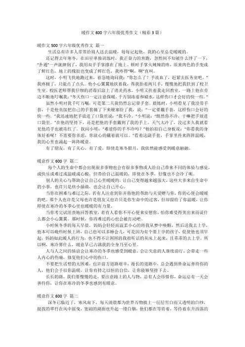 暖作文600字六年级优秀作文(精彩3篇)