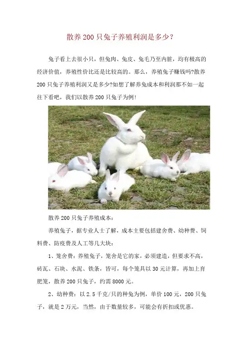 散养200只兔子养殖利润是多少？