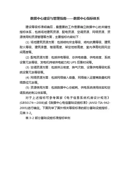 数据中心建设与管理指南——数据中心指标体系
