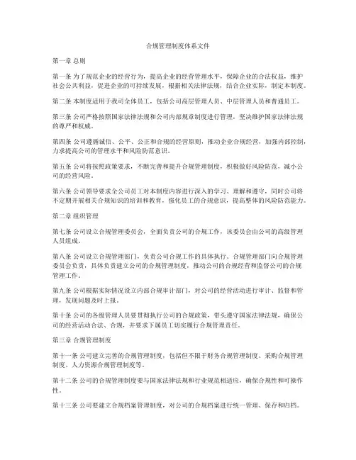 合规管理制度体系文件