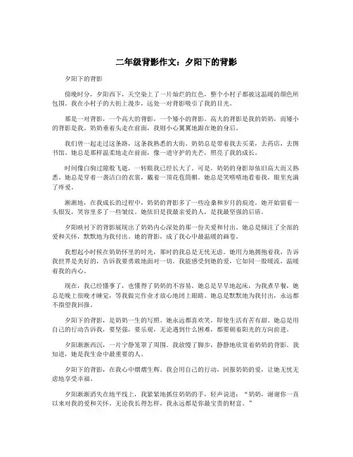 二年级背影作文：夕阳下的背影