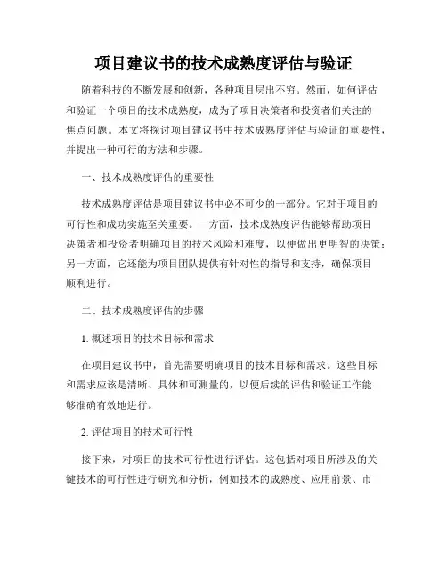 项目建议书的技术成熟度评估与验证