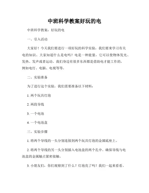 中班科学教案好玩的电
