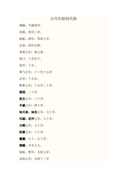 古代年龄的代称