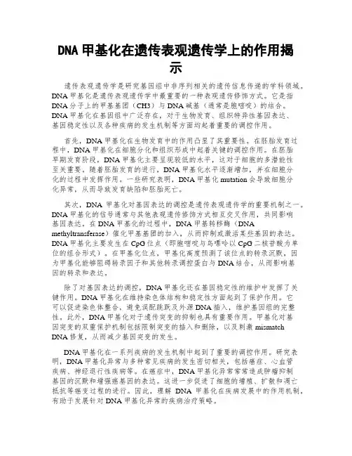 DNA甲基化在遗传表观遗传学上的作用揭示