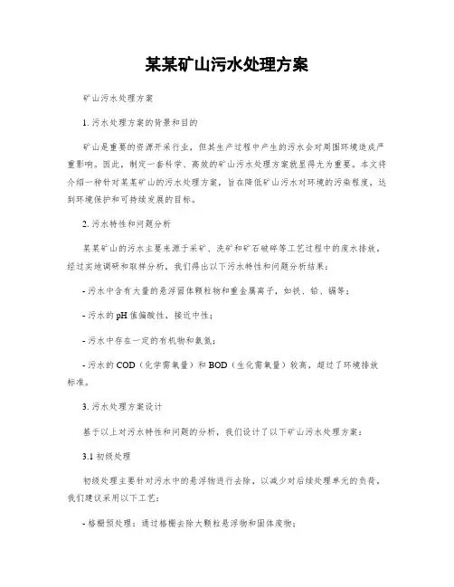 某某矿山污水处理方案