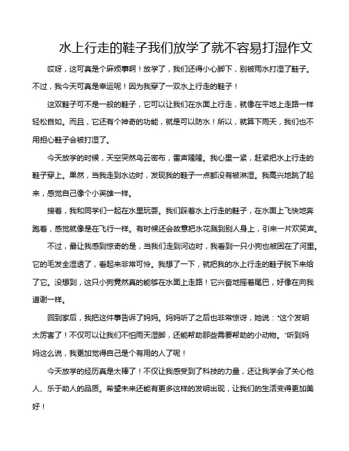 水上行走的鞋子我们放学了就不容易打湿作文