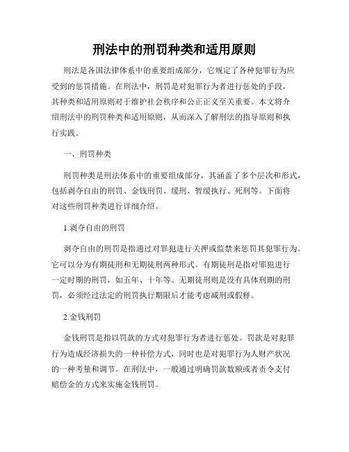 刑法中的刑罚种类和适用原则