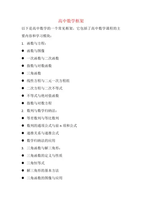 高中数学框架
