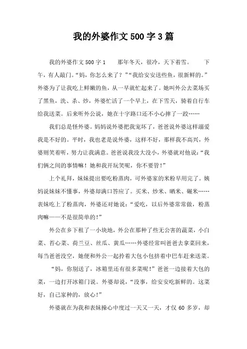 我的外婆作文500字3篇