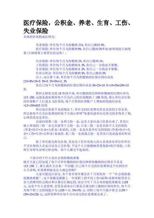 医疗保险,公积金、养老、生育、工伤、失业保险