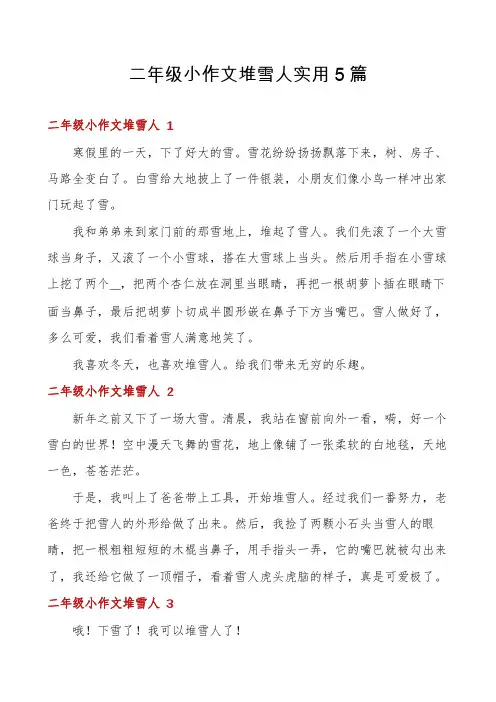 二年级小作文堆雪人实用5篇