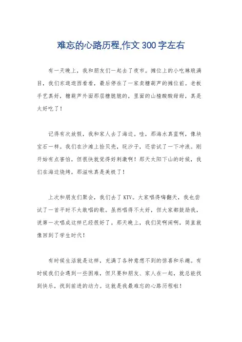 难忘的心路历程,作文300字左右