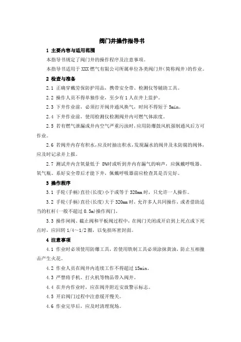 阀门井操作指导书