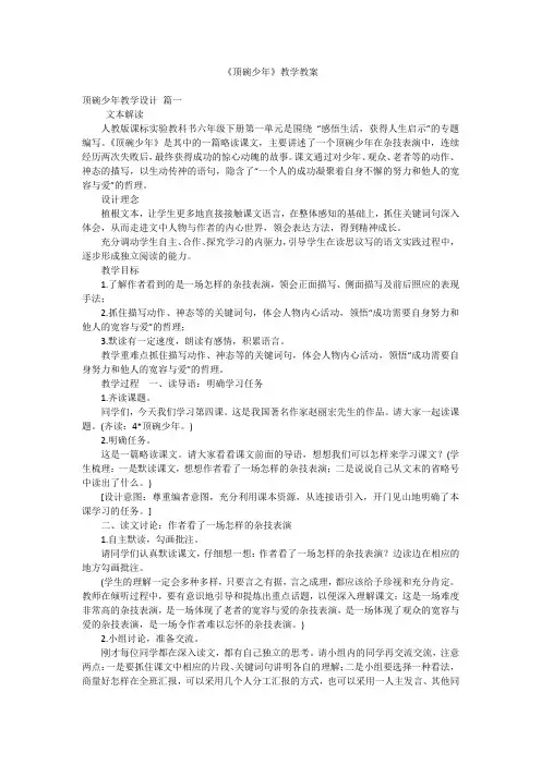 《顶碗少年》教学教案