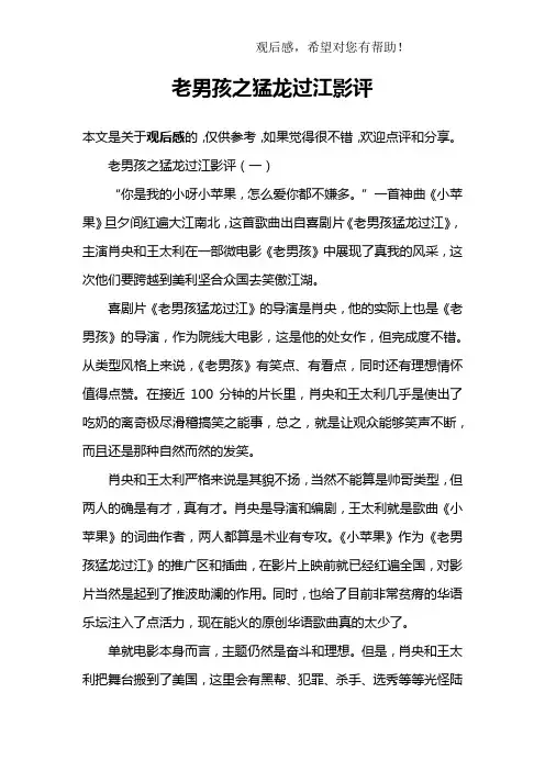老男孩之猛龙过江影评