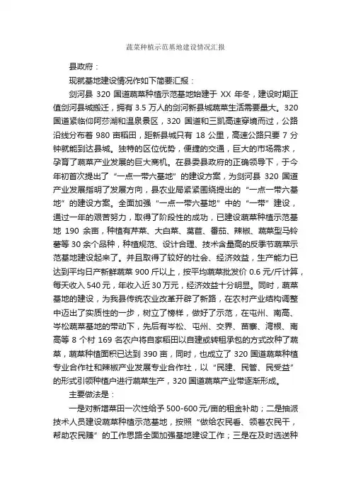蔬菜种植示范基地建设情况汇报_情况汇报_