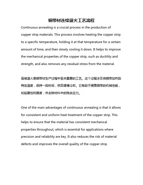 铜带材连续退火工艺流程