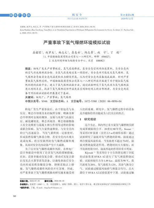严重事故下氢气爆燃环境模拟试验