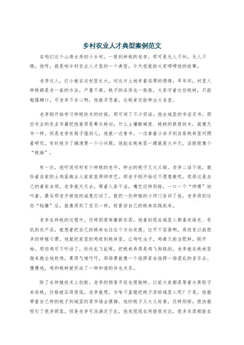 乡村农业人才典型案例范文