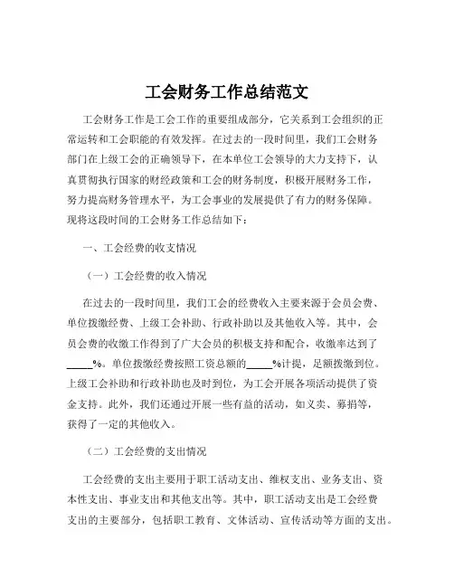 工会财务工作总结范文
