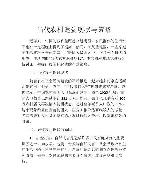 当代农村返贫现状与策略