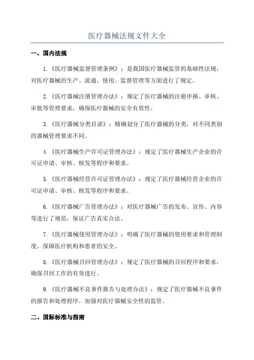 医疗器械法规文件大全