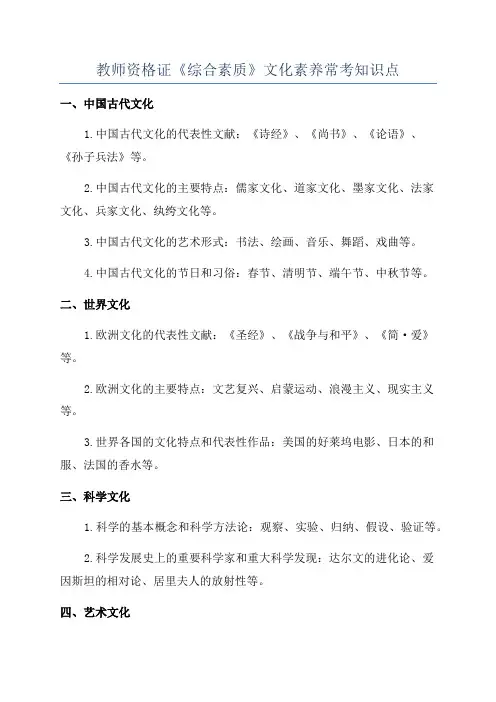 教师资格证《综合素质》文化素养常考知识点