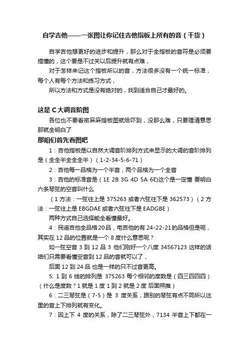 自学吉他——一张图让你记住吉他指板上所有的音（干货）