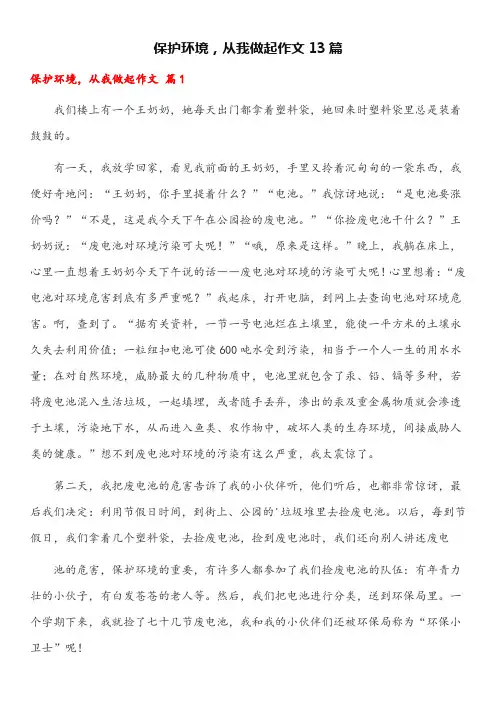 保护环境,从我做起作文(13篇)