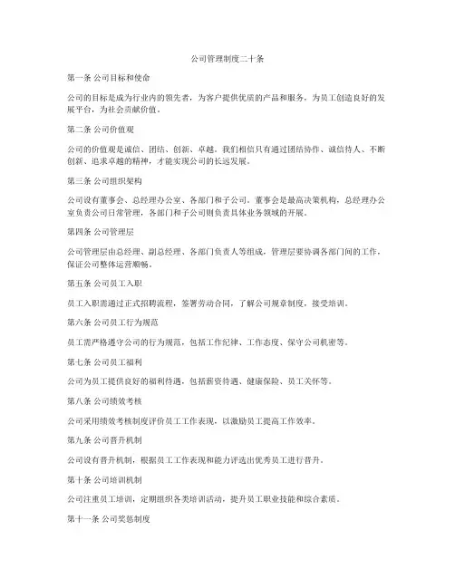 公司管理制度二十条