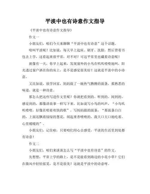 平淡中也有诗意作文指导
