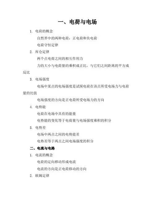 高中物理电学知识点总结